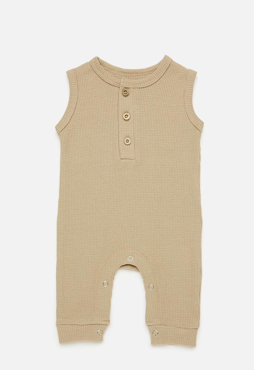 Pop Candy - Half button romper - light brown