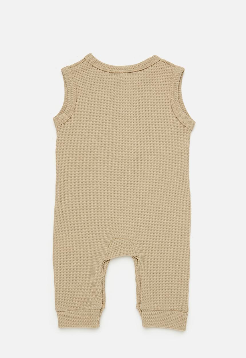 Pop Candy - Half button romper - light brown