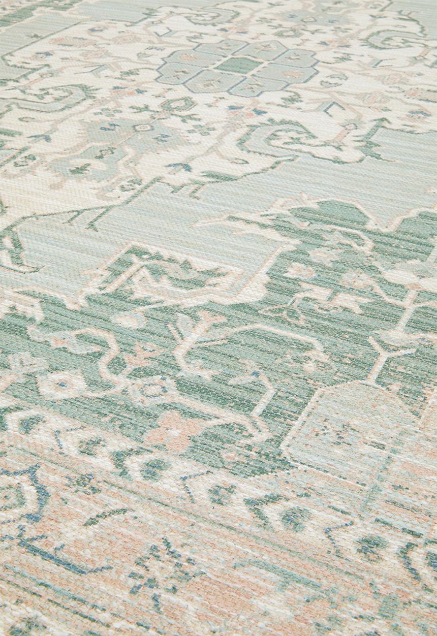 Sixth Floor - Chenille Printed Antique Rug - Dusty Pink & Sage 