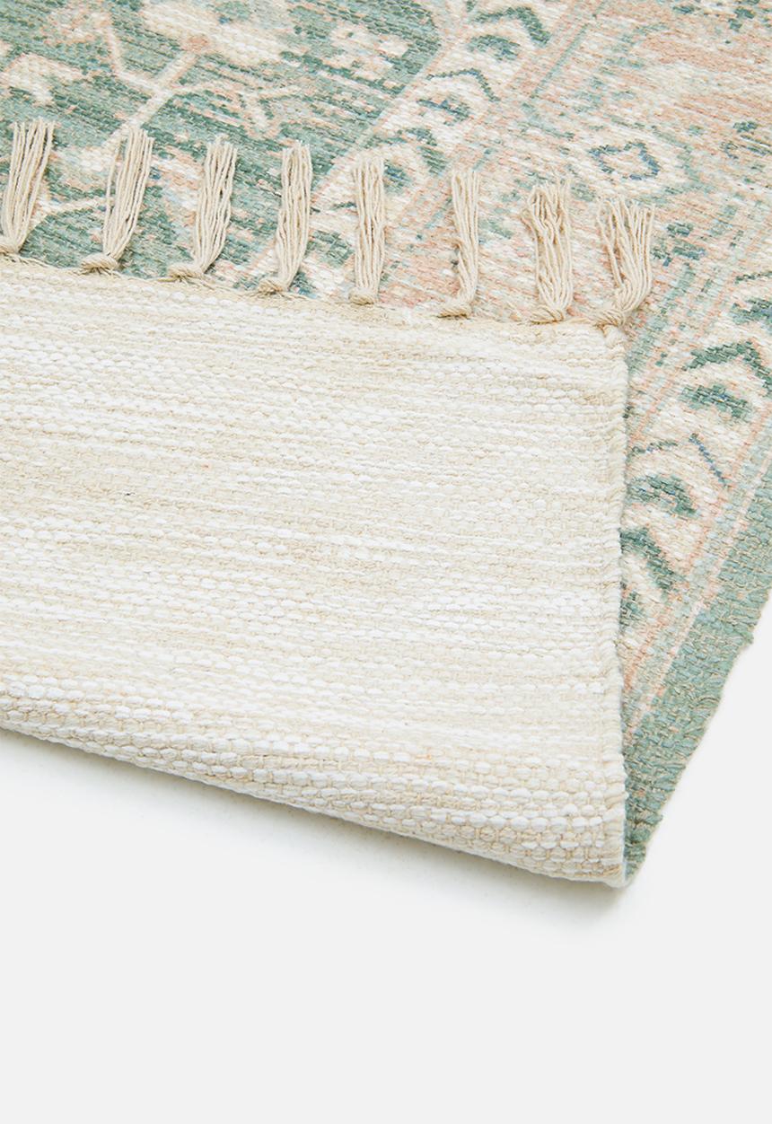 Sixth Floor - Chenille Printed Antique Rug - Dusty Pink & Sage 