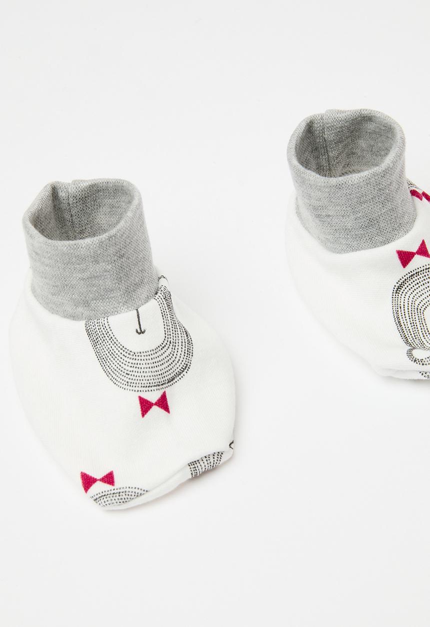 Pop Candy - Hat sock & mitten set - grey & white
