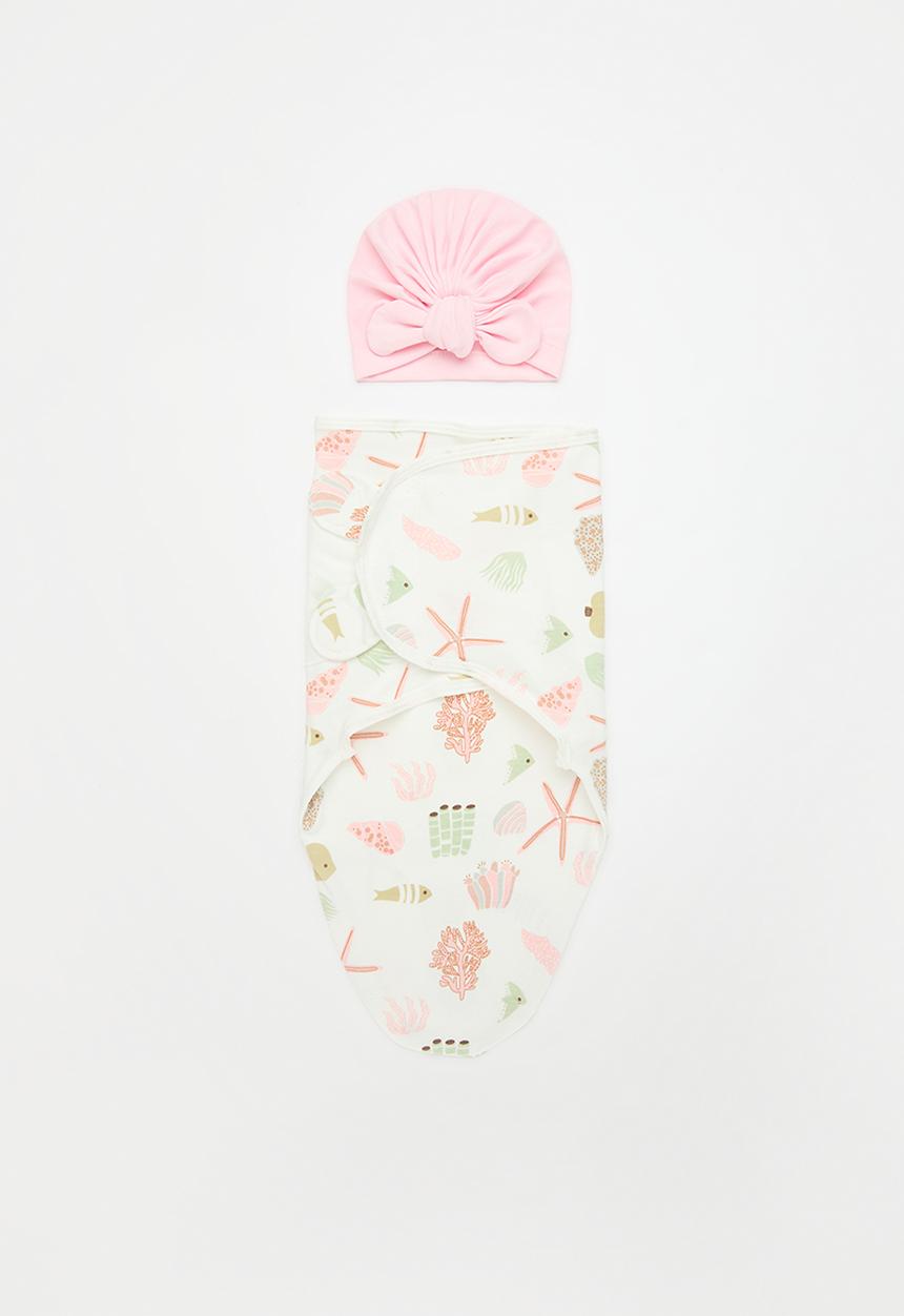 Pop Candy - Headwarp & swaddle set - pink & white