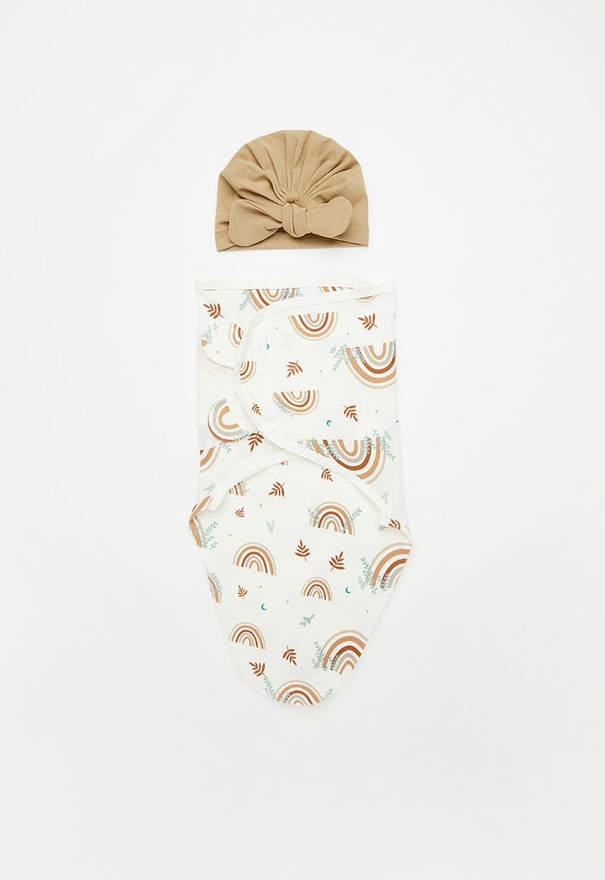 Pop Candy - Headwrap & swaddle set - brown & white