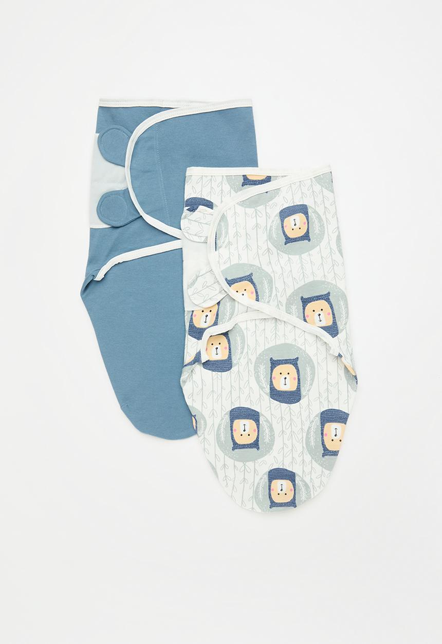Pop Candy - 2 Pack swaddle set - blue & white