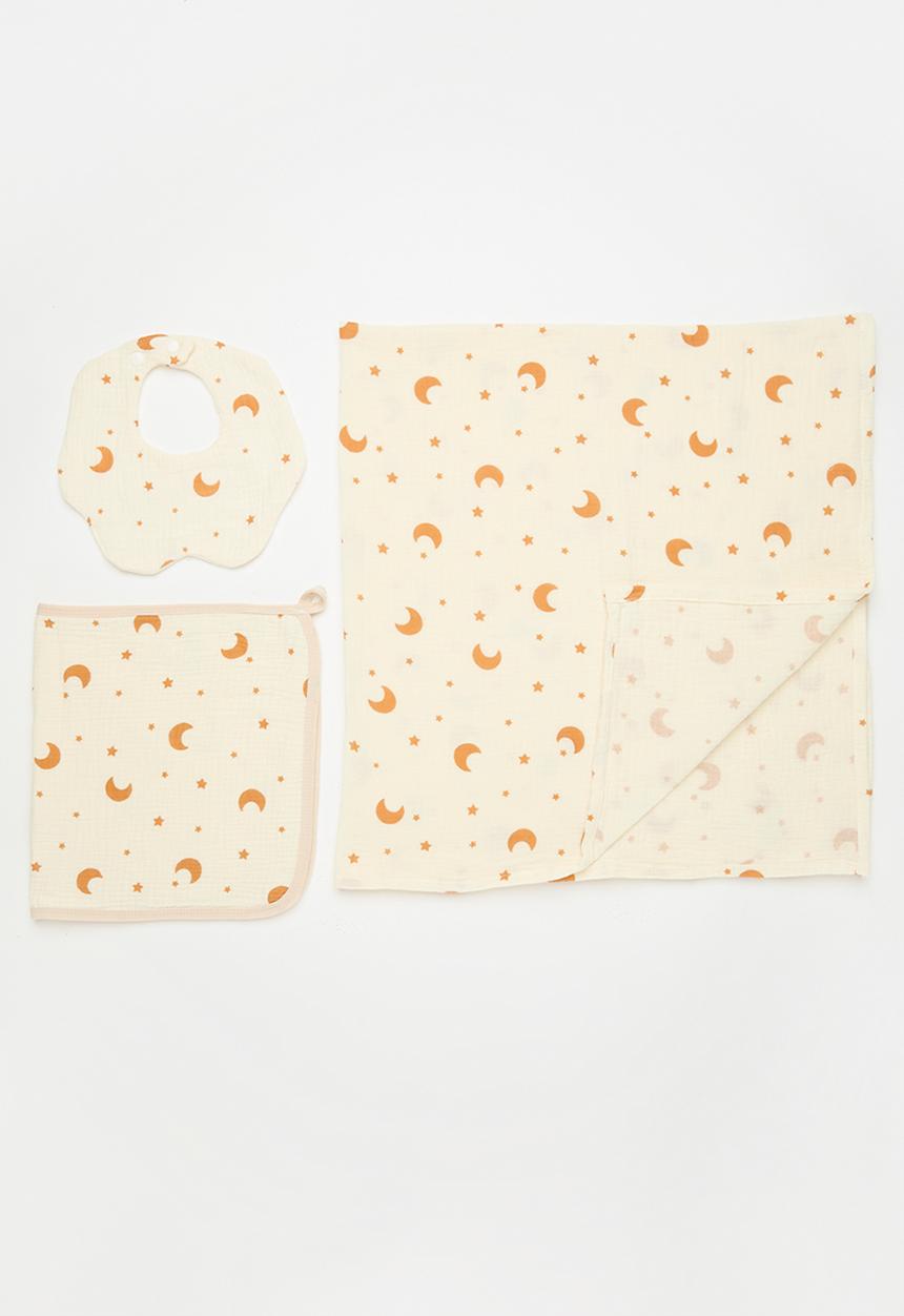 Pop Candy - 3 Pack swaddle face towel & bib set - neutral