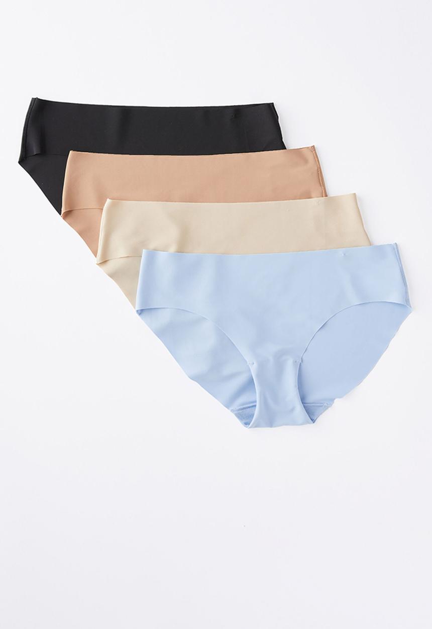 Cotton On - The Invisible Bikini Brief 4Pack - Black/Frappe/Maple Sugar/Windsurfer