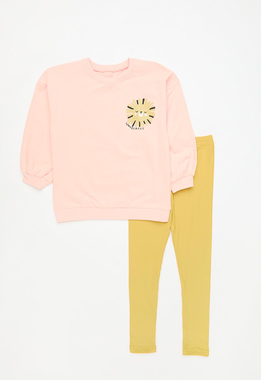 Pop Candy - Sweatshirt & legging set - ecru & mustard