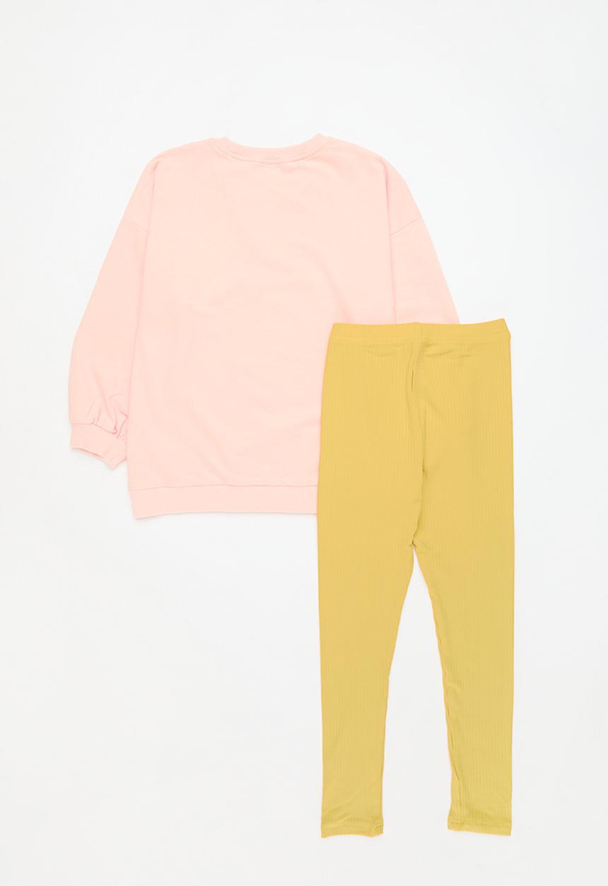 Pop Candy - Sweatshirt & legging set - ecru & mustard