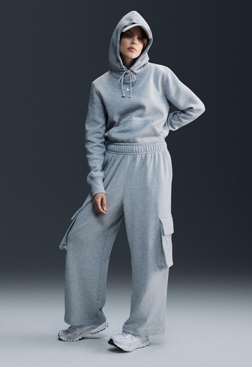 Nike - Nike Phoenix Fleece Hoodie - Dk Grey Heather/Sail