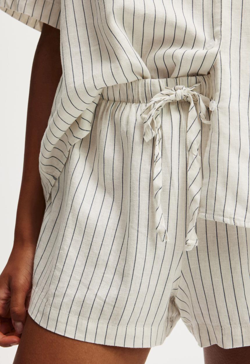Cotton On - Body Woven Sleep Set - Natural/Ebony Lee Stripe