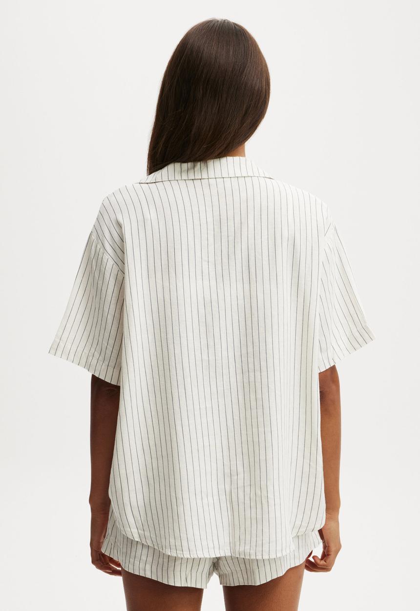 Cotton On - Body Woven Sleep Set - Natural/Ebony Lee Stripe