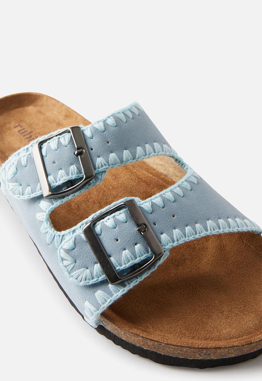 Cotton On - Rex double buckle slide - soft blue/whipstitch