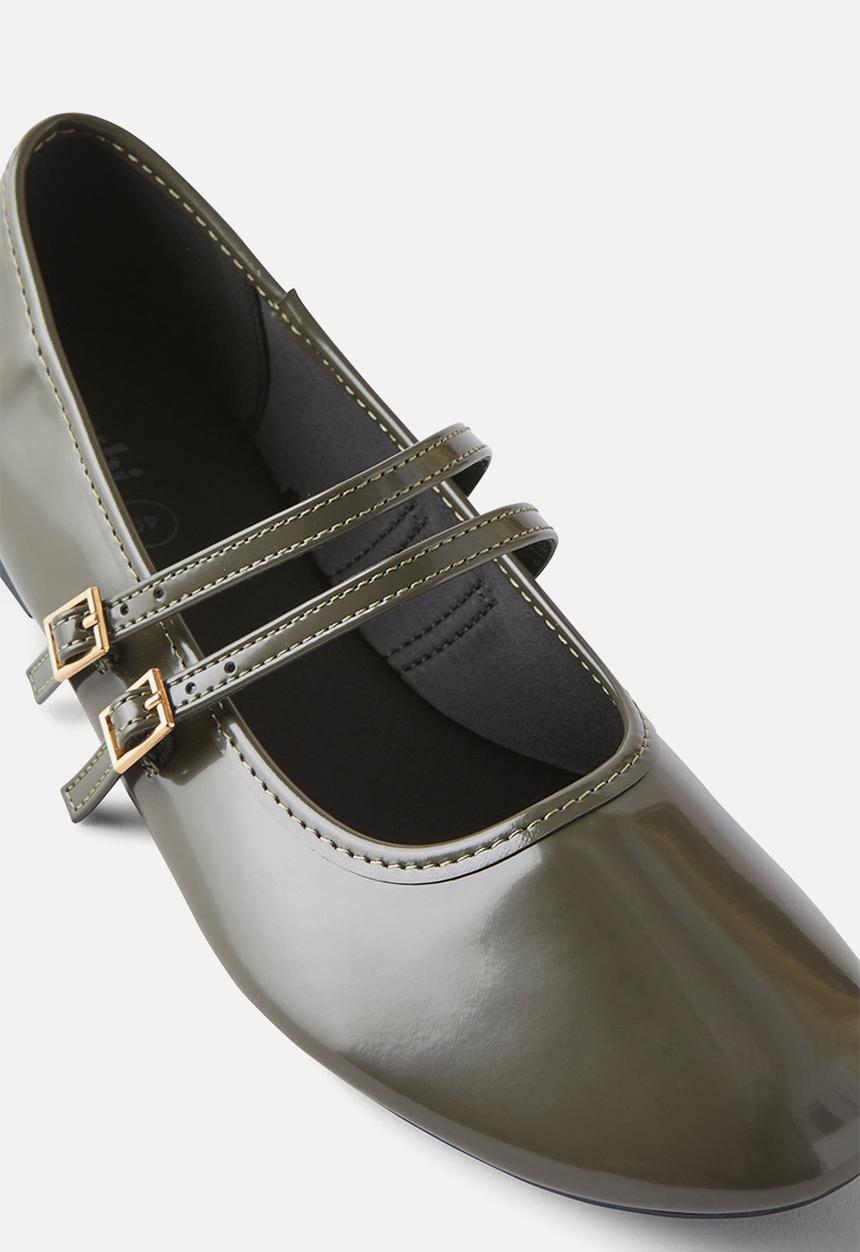 Cotton On - Romy double buckle ballet - olive box