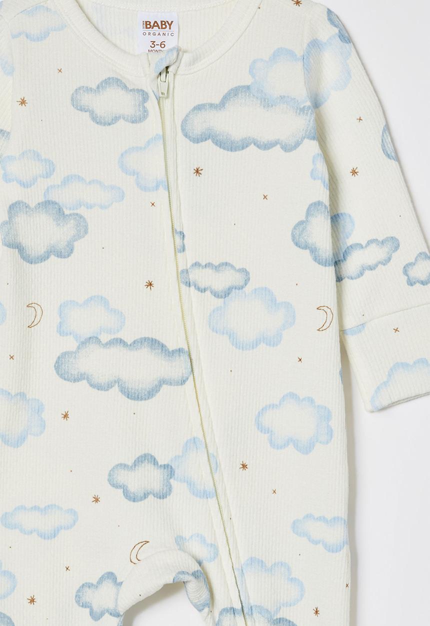 Cotton On - Organic pointelle zip romper - milk/clouds