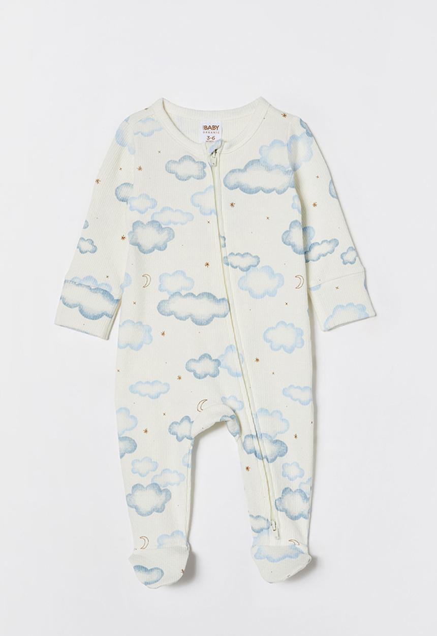 Cotton On - Organic pointelle zip romper - milk/clouds