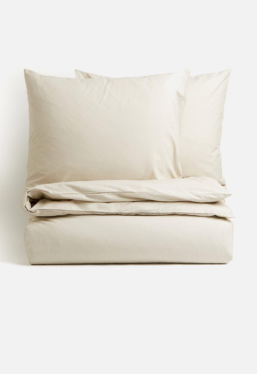 H&M - Cotton double/king duvet cover set - light beige