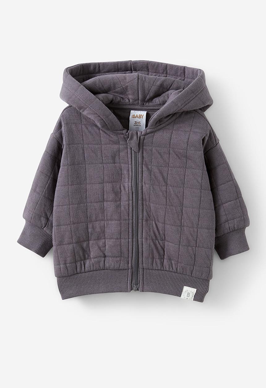 Cotton On - Quilted hooded zip through - rabbit grey