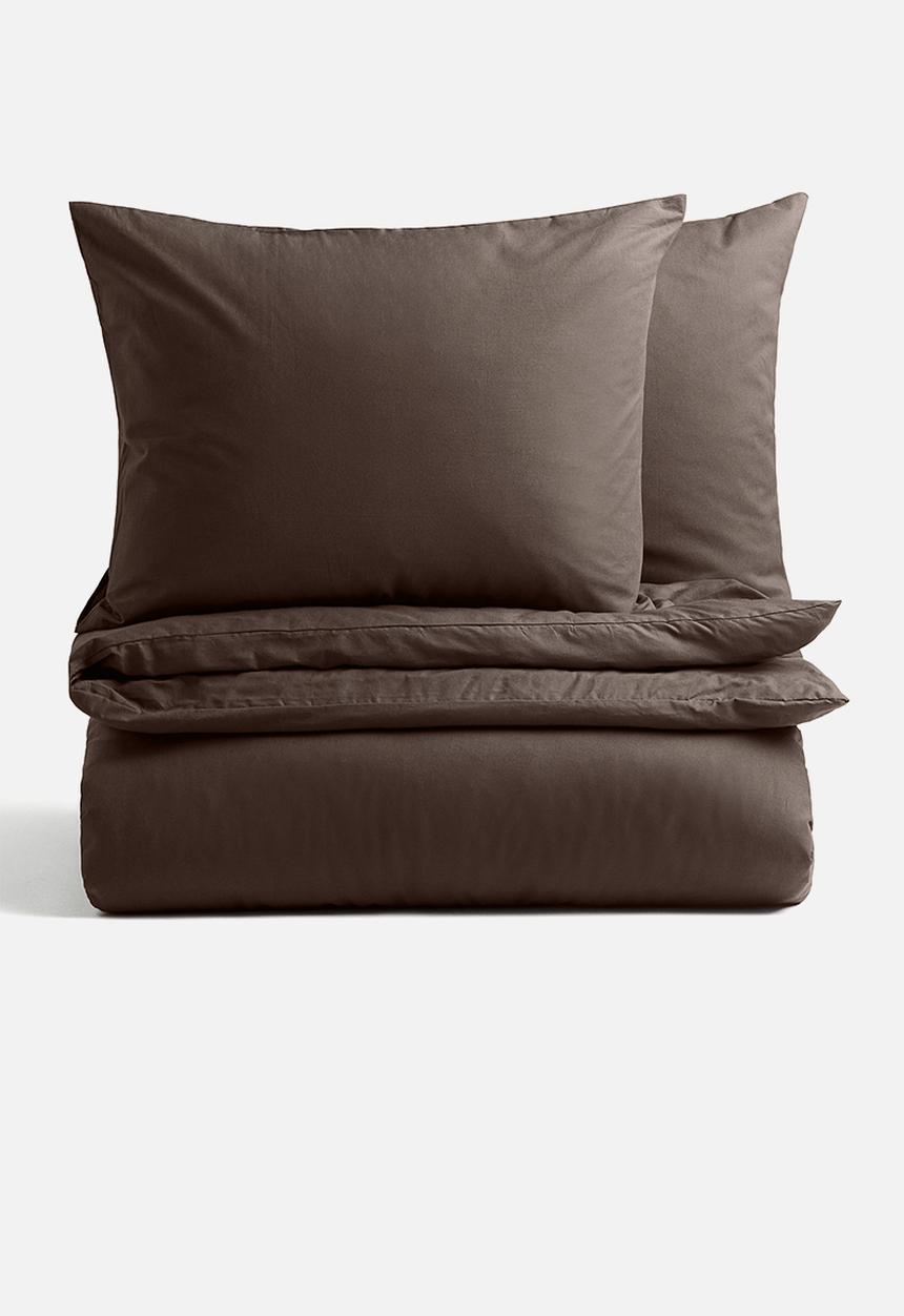 H&M - Cotton double/king duvet cover set - dark brown