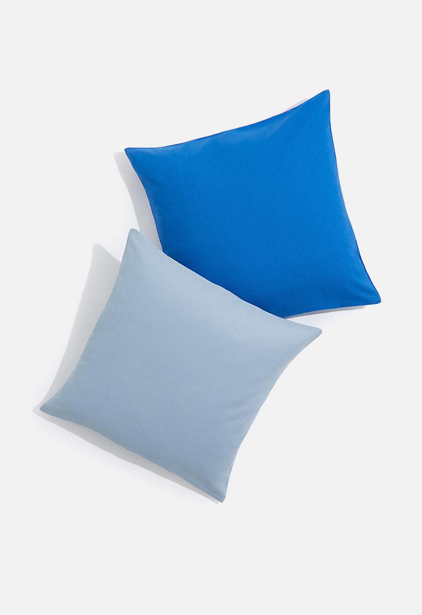 H&M - 2 pack cotton canvas cushion covers - cobalt blue/light blue