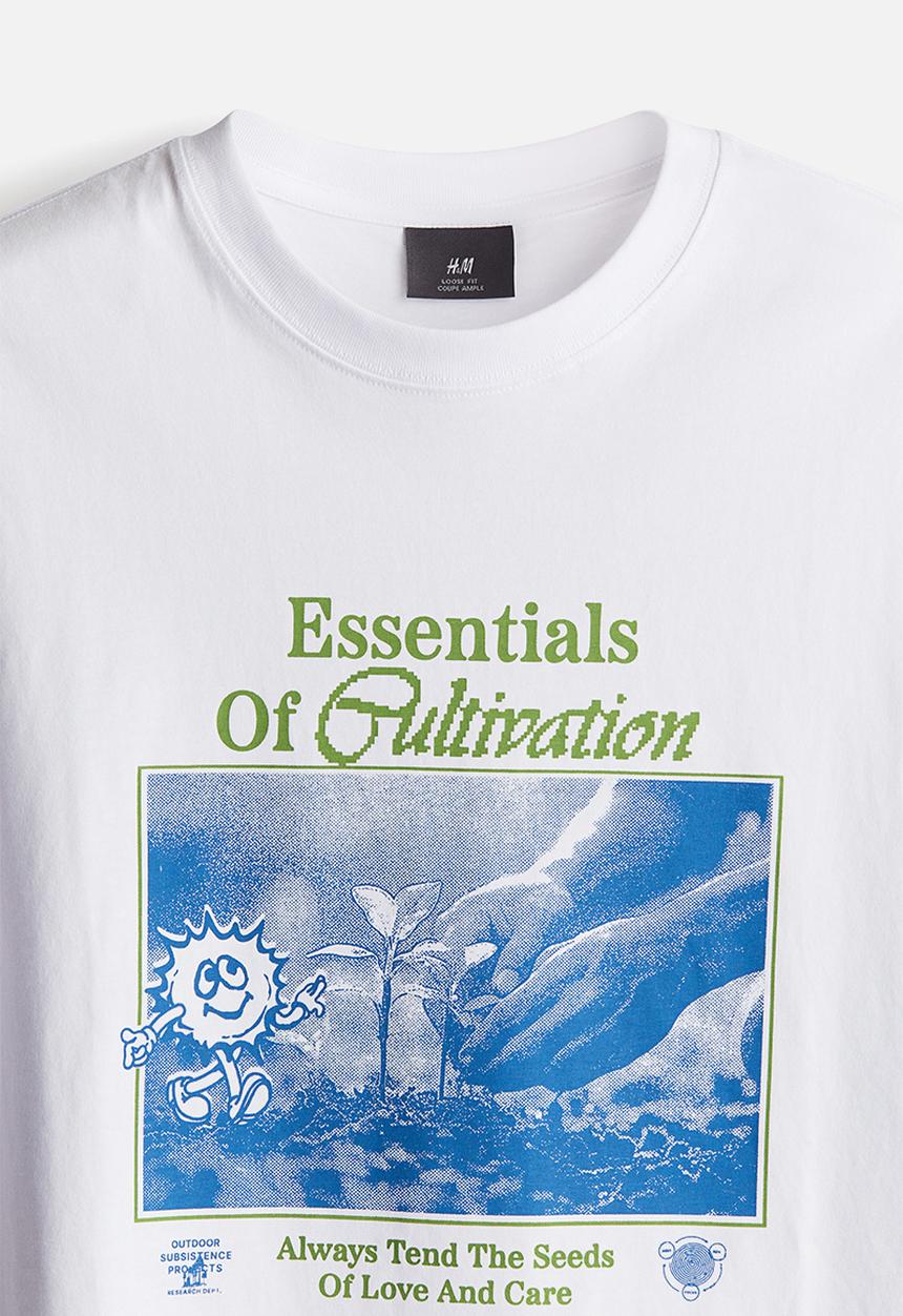 H&M - Loose fit printed t-shirt - white & essentials