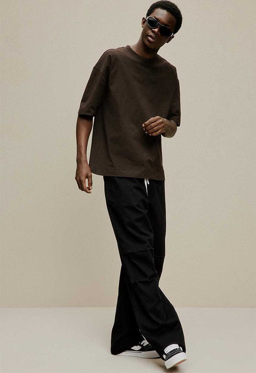 H&M - Loose fit twill trousers - black