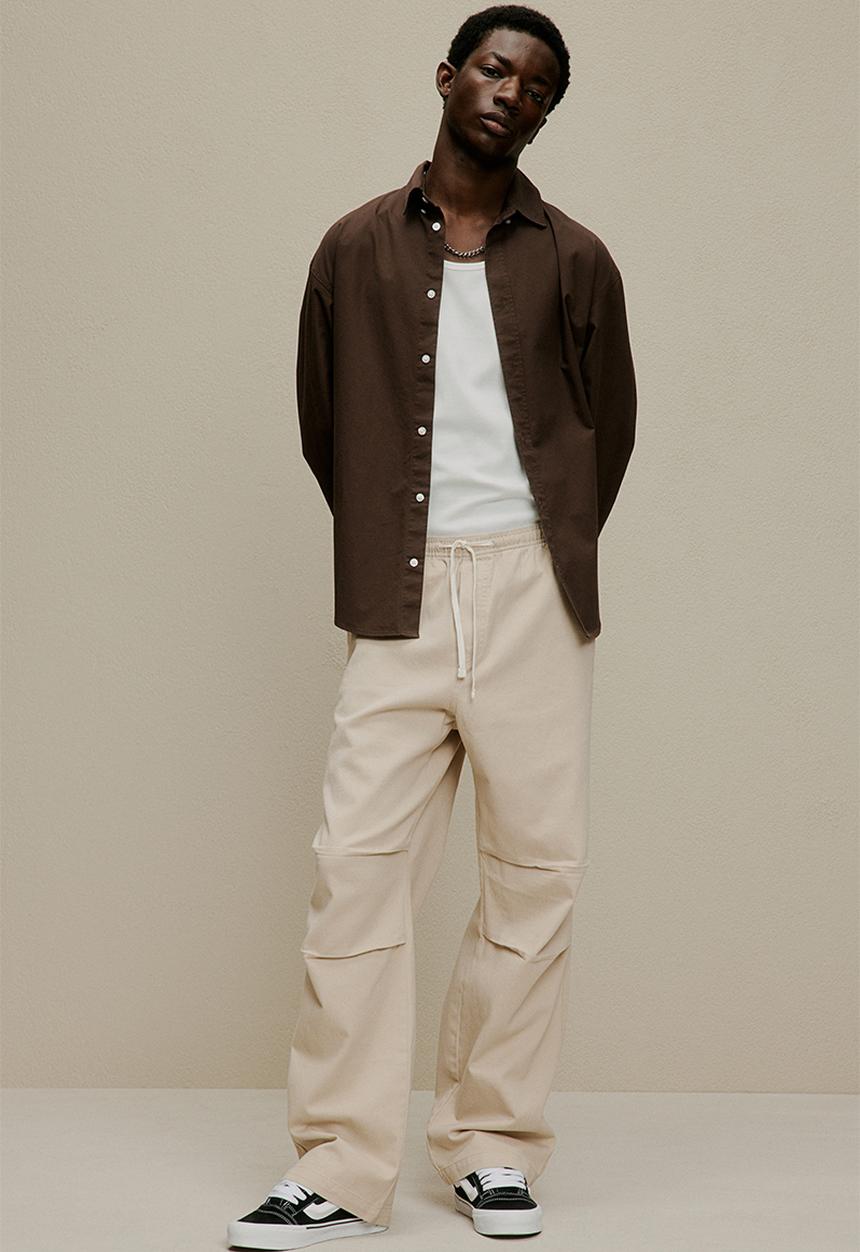 H&M - Loose fit twill trousers - beige