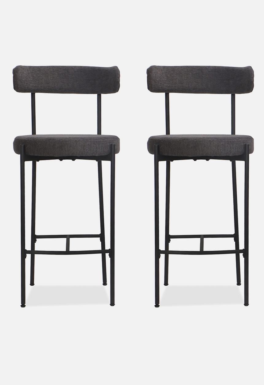 Sixth Floor - Anna woven bar stool set of 2- Charcoal