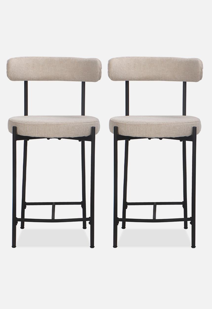 Sixth Floor - Anna woven counter stool set of 2- grey
