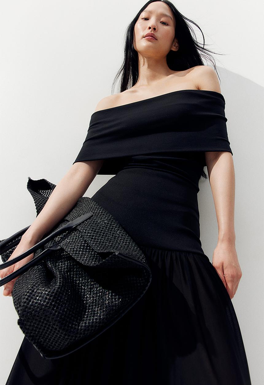 H&M - Ribbed off-the-shoulder top - black
