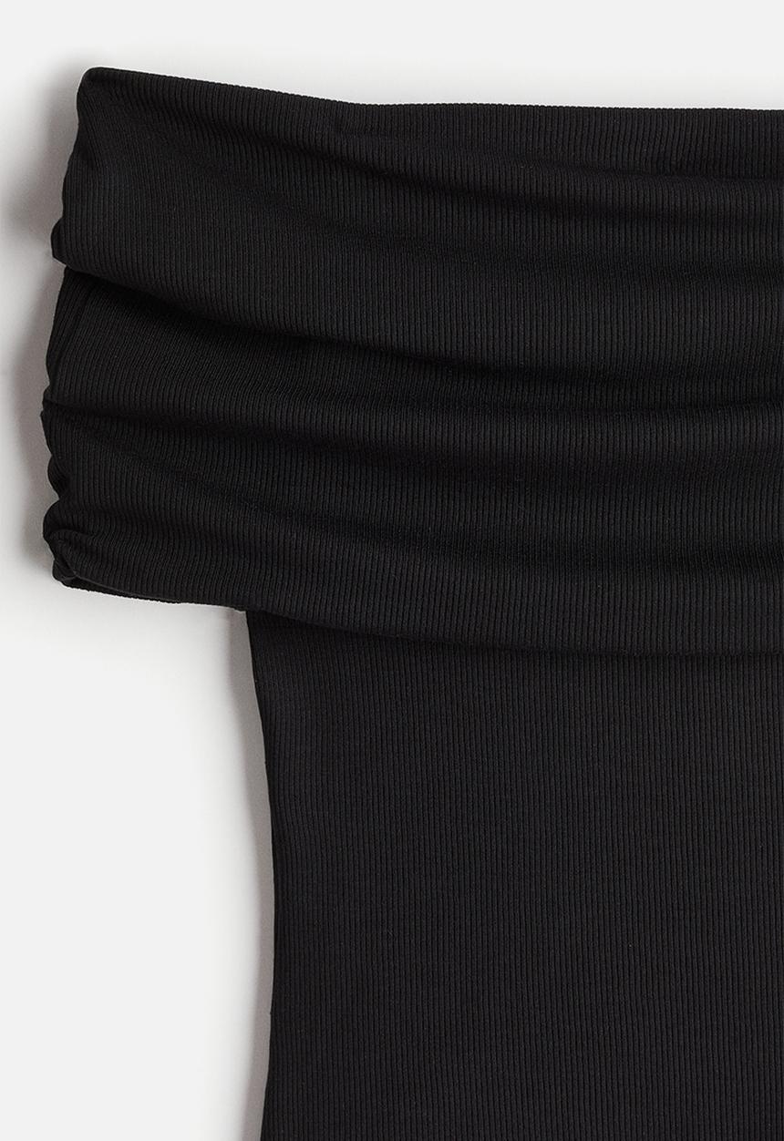 H&M - Ribbed off-the-shoulder top - black