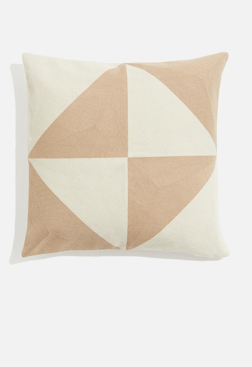 H&M - Patterned cushion cover - light beige 