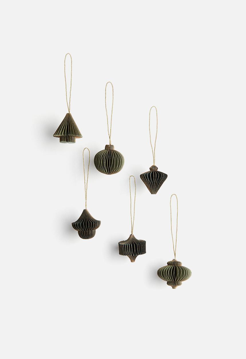 H&M - 6 pack paper decorations - dark green