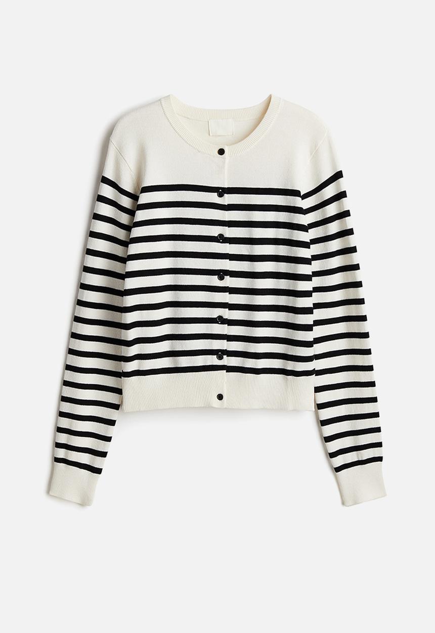 H&M - Fine-knit cardigan - white & black striped