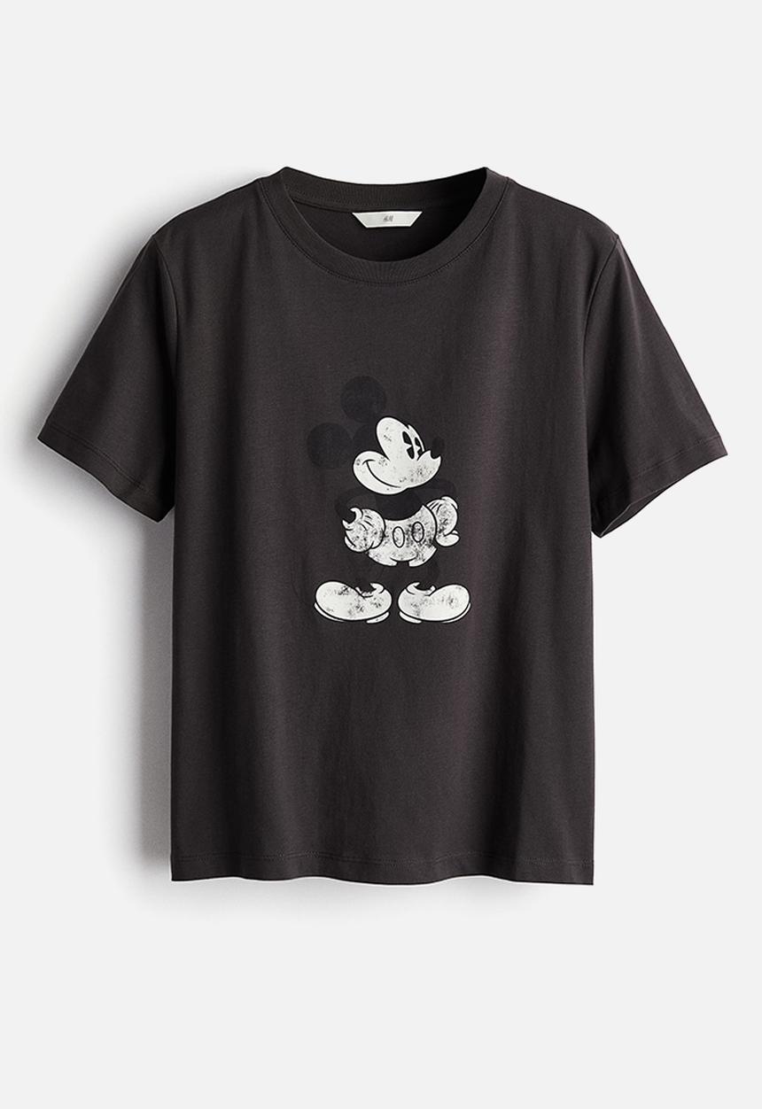 H&M - T-shirt with a motif - dark grey/mickey mouse
