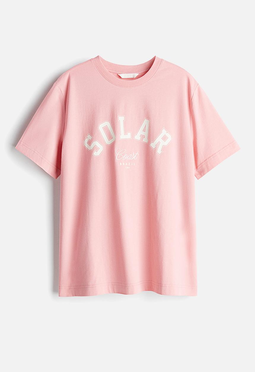 H&M - Print-motif T-shirt - light pink/solar coast
