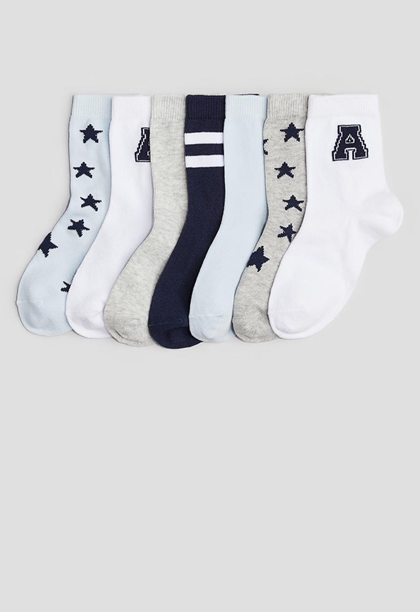 H&M - 7-pack socks - light grey marl/stars