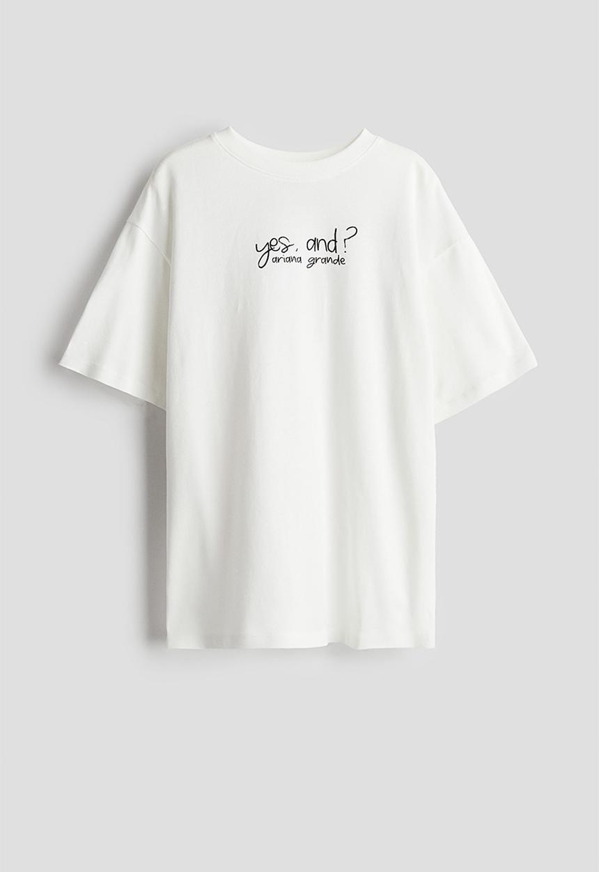 H&M - Oversized printed T-shirt - white ariana grande