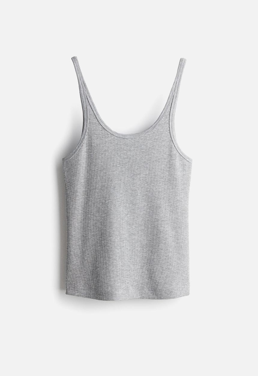 H&M - Ribbed vest top - light grey marl
