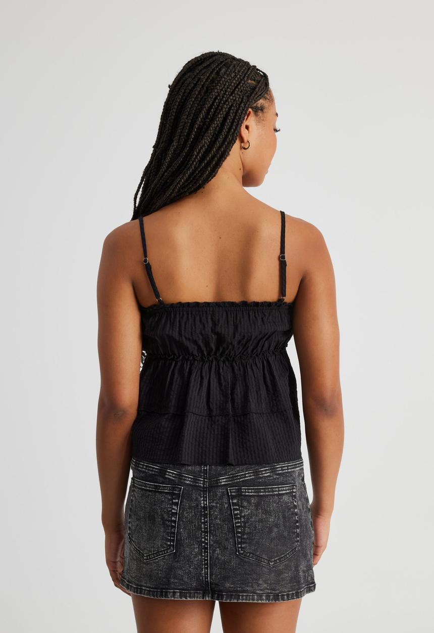 Factorie - Luca Ruffle Top - Black