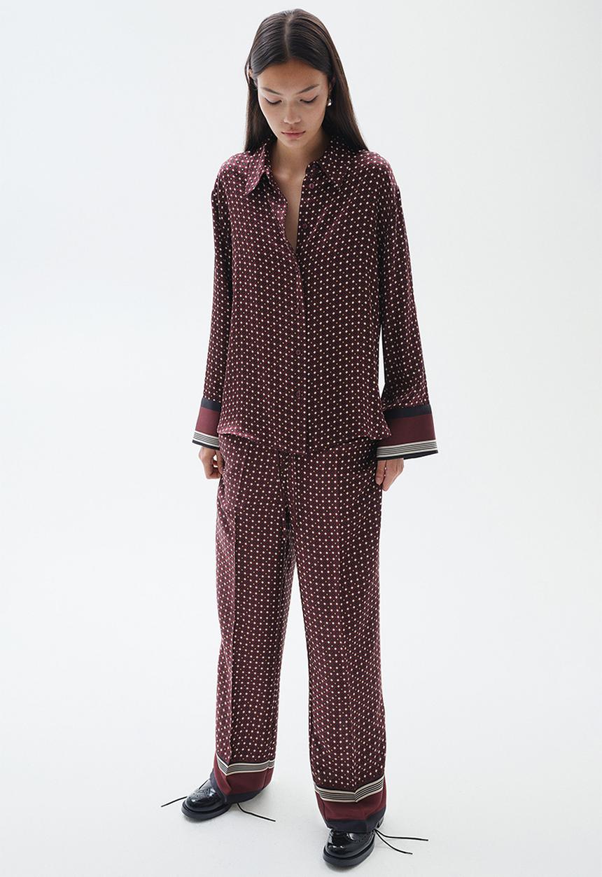 H&M - Patterned satin shirt - burgundy/patterned