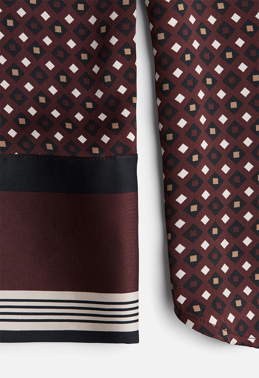 H&M - Patterned satin shirt - burgundy/patterned