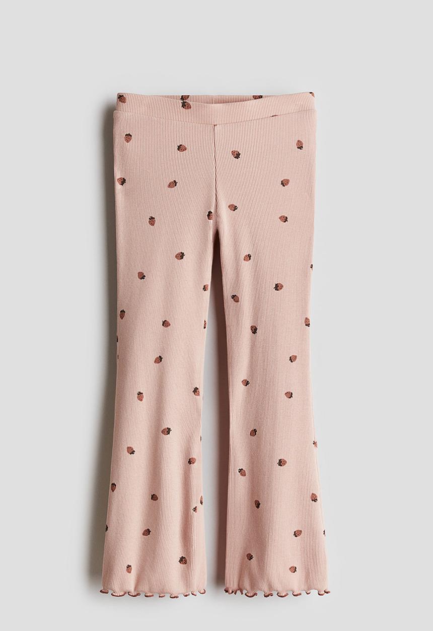 H&M - Flared leggings - light dusty pink strawberries