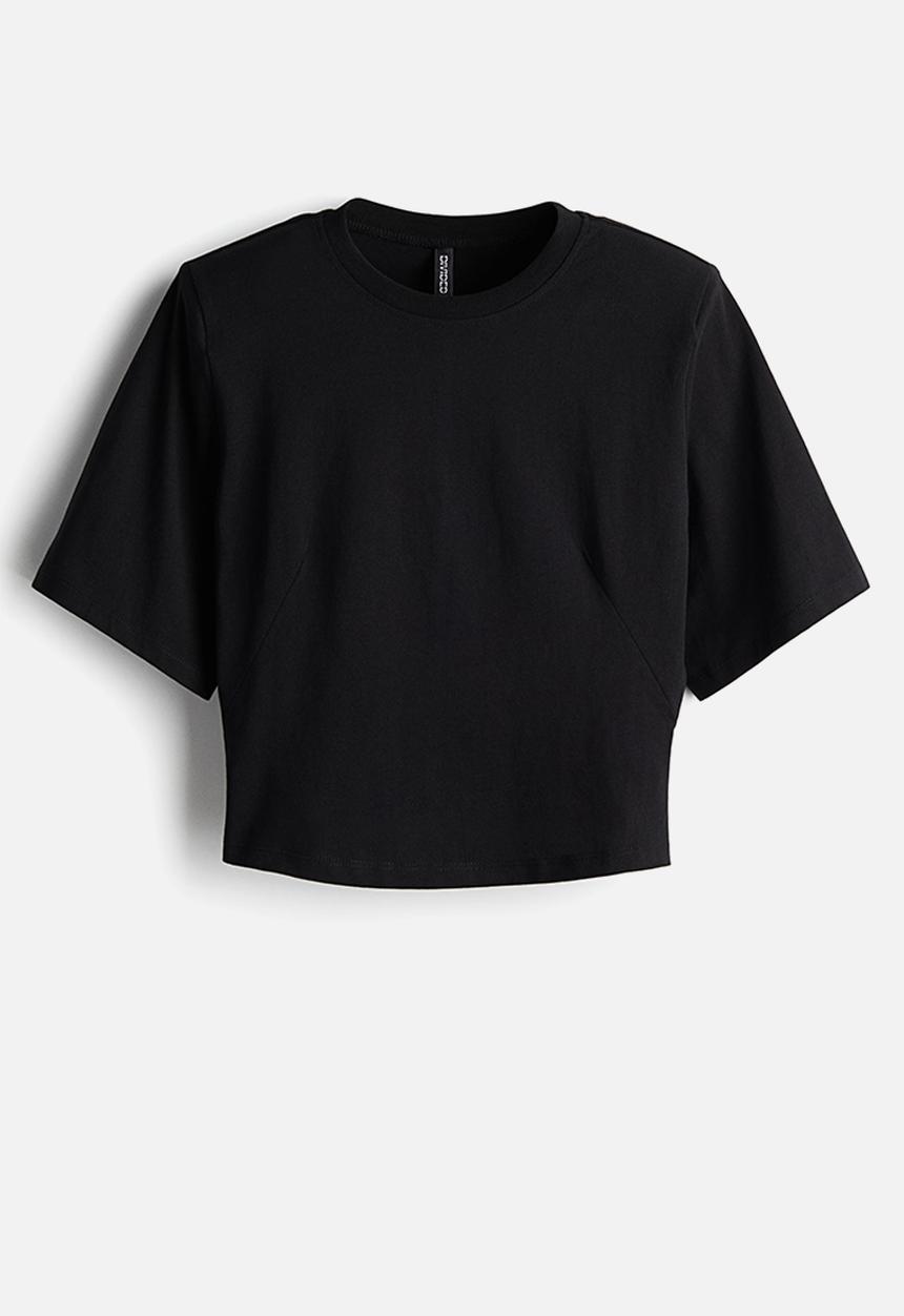 H&M - Shoulder-pad T-shirt - black