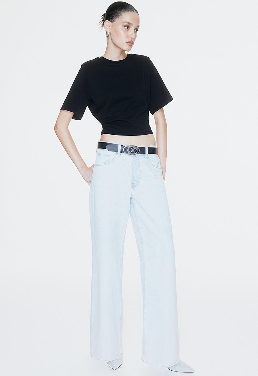 H&M - Shoulder-pad T-shirt - black
