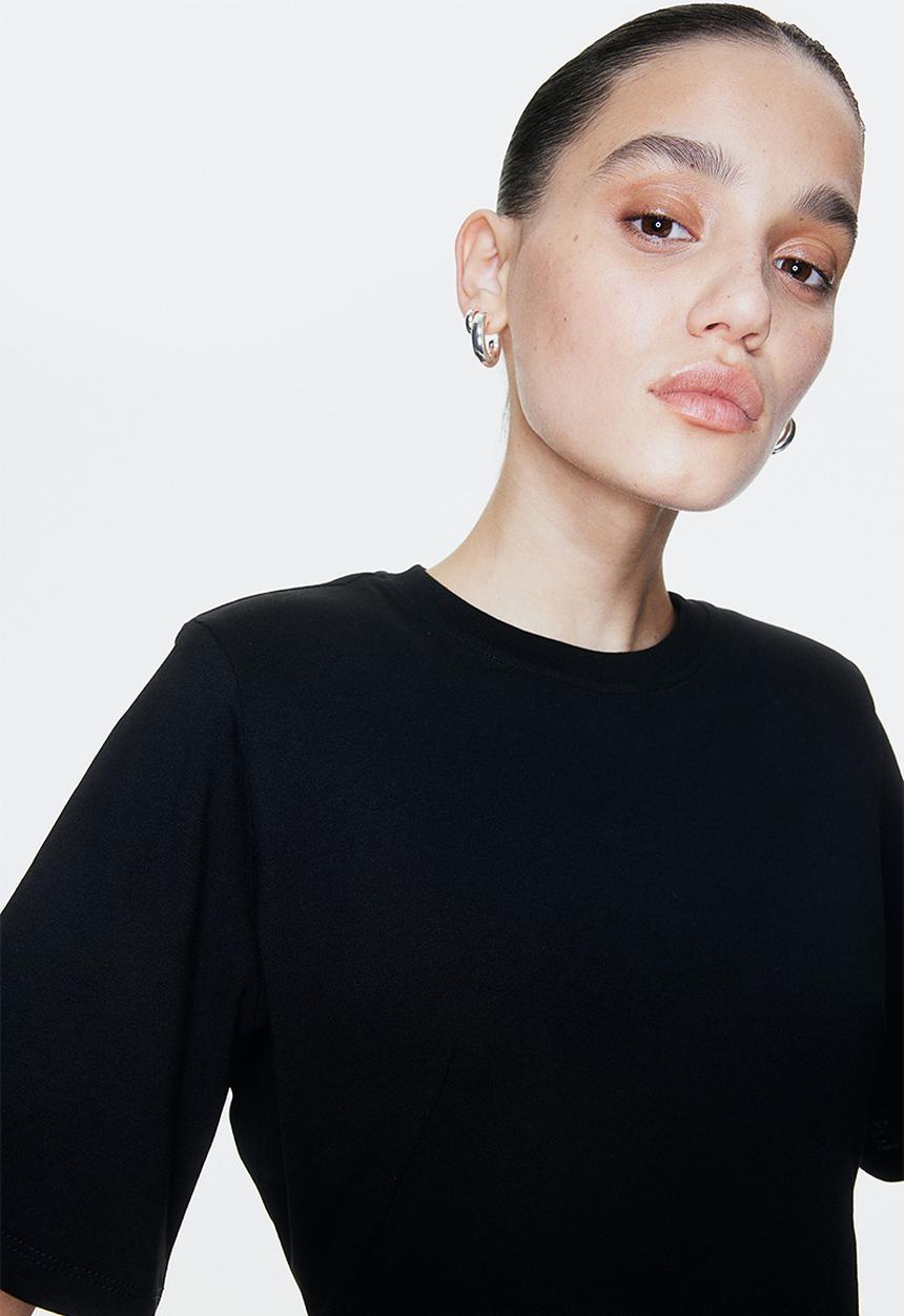 H&M - Shoulder-pad T-shirt - black