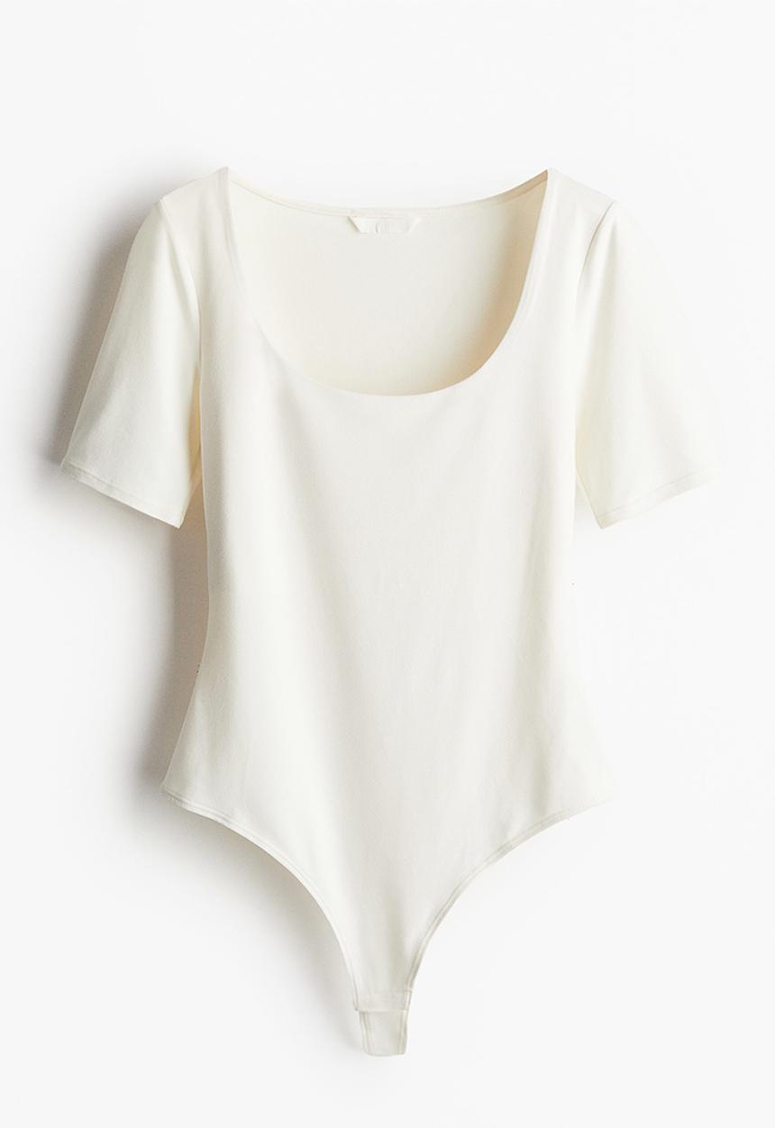 H&M - Short-sleeved thong body - white