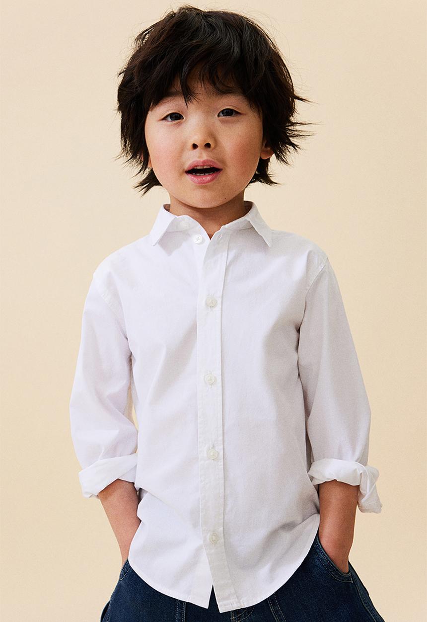 H&M - Long-sleeved cotton shirt - white