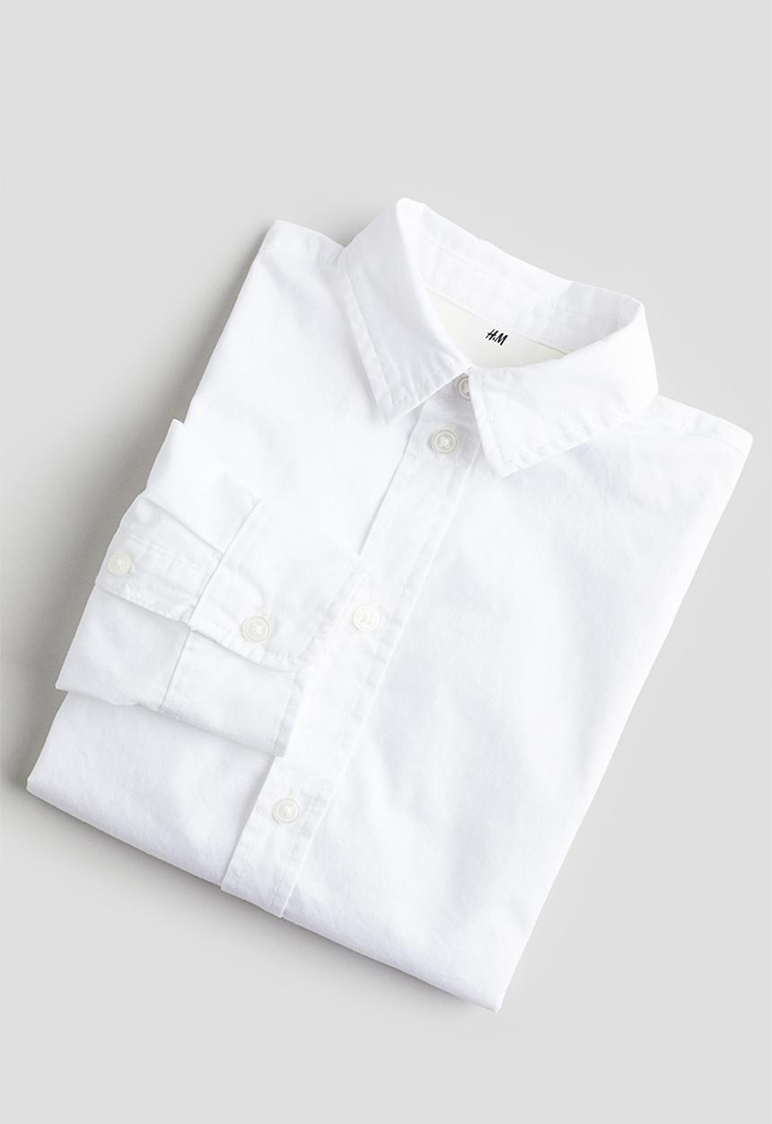 H&M - Long-sleeved cotton shirt - white