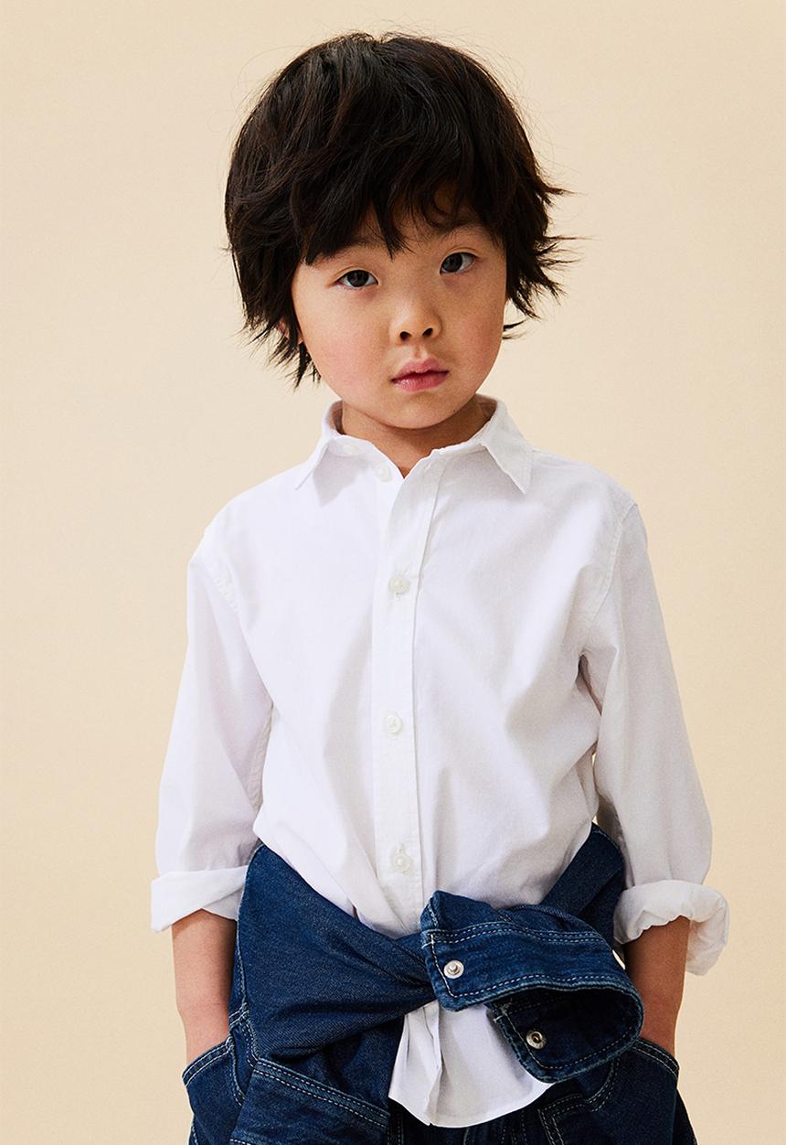 H&M - Long-sleeved cotton shirt - white
