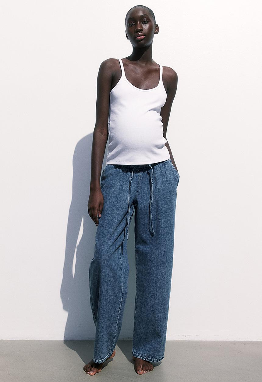H&M - Mama denim pull-on trousers - denim blue